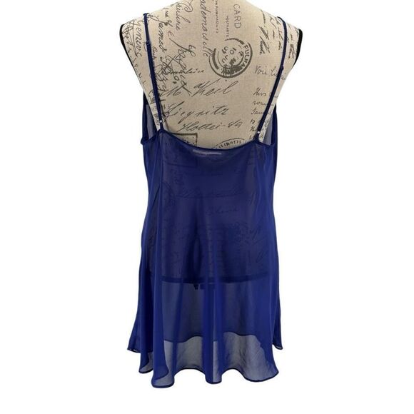 Victoria’s Secret Embroidered Sheer Night Gown Blue Large - Picture 6 of 8